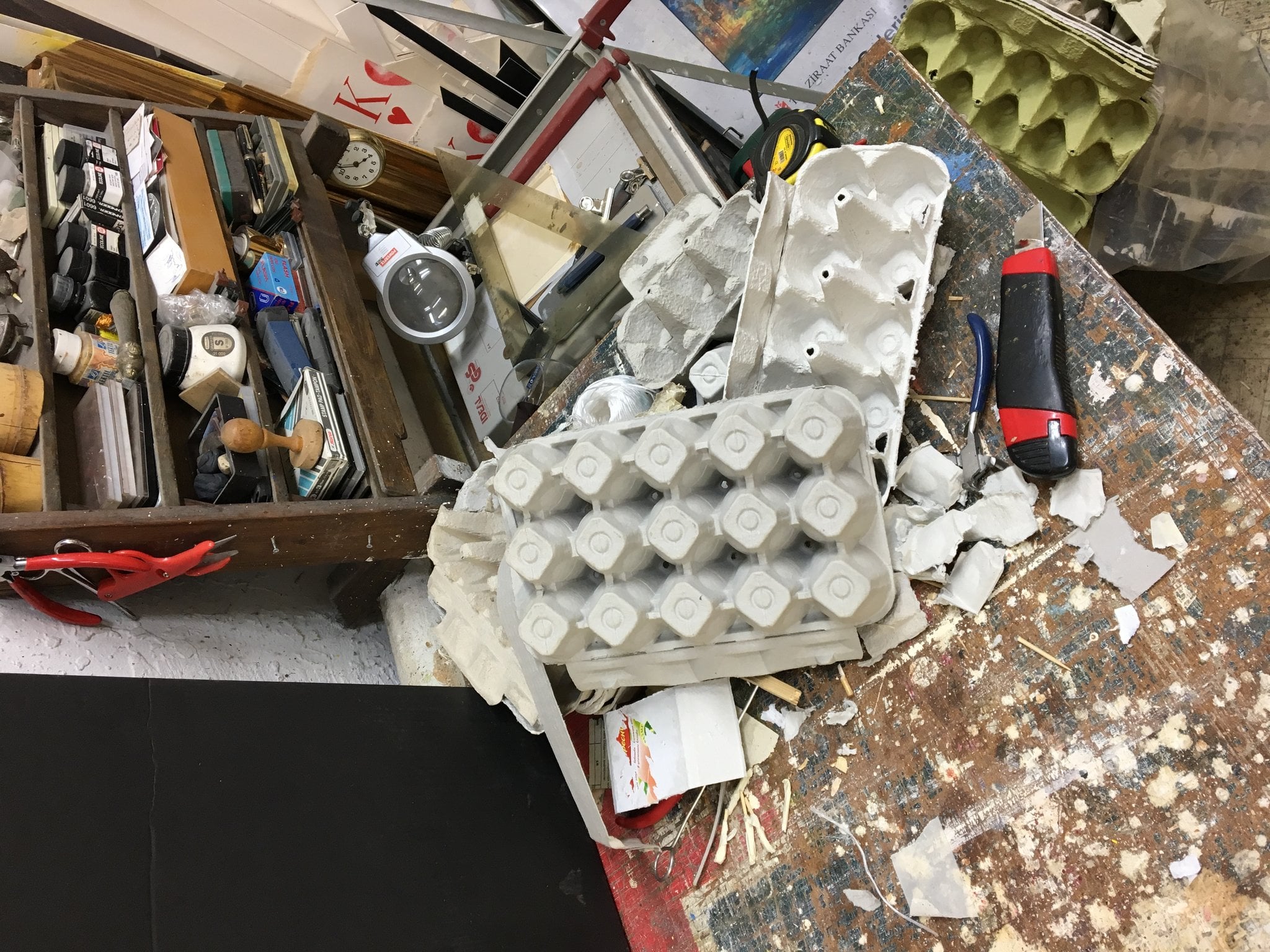 Detailed view of papier mâché embryo